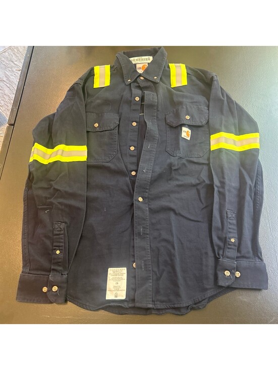 Carhartt Other - Vintage Carhartt FR Work Shirt Medium Navy Flame Resistant Cotton Nylon